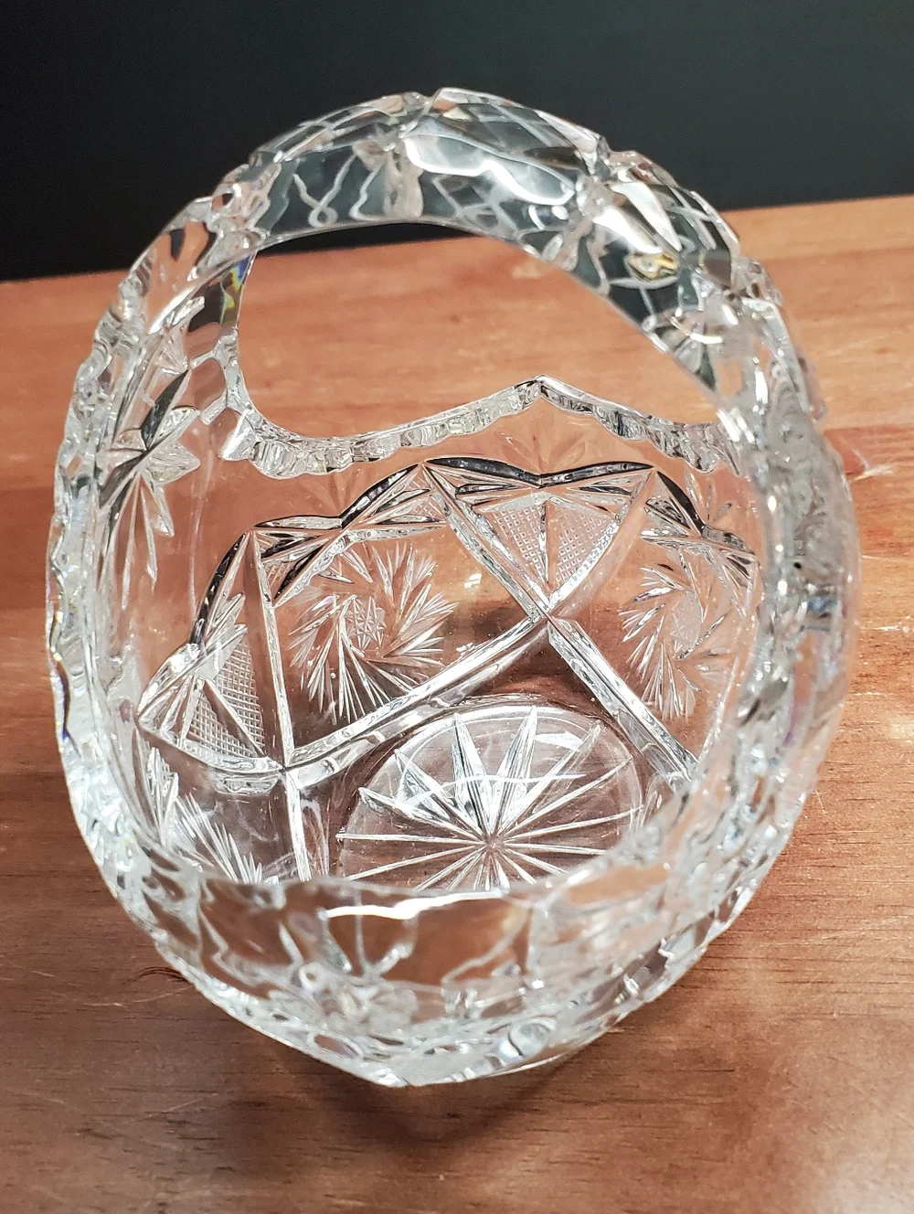 Vintage Hand Cut Bavarian Clear Crystal Basket